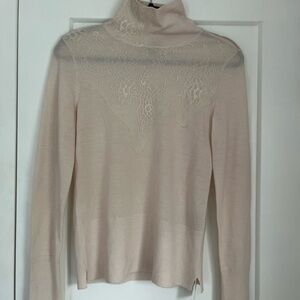 rag & bone Cream Lace Turtleneck Sweater